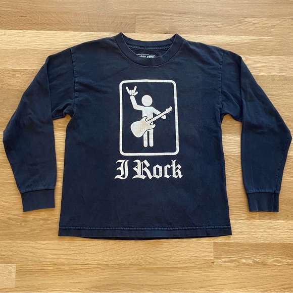 Urban Pipeline Vintage Kids I ROCK Long Sleeve Black Tee Shirt / Unisex M - Picture 1 of 8